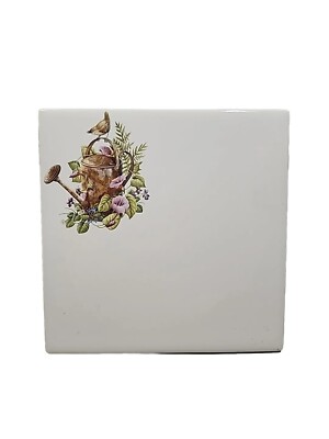 White Creek Tile Michigan Bird Watering Can Flowers Ceramic Trivet Decor