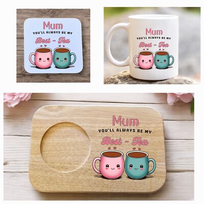 Best - Tea Mum Keksbrett, Tasse & Untersetzer, Muttertagsgeschenk, beste Freundin