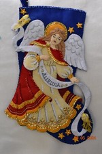 NEW Handmade 18" Bucilla 2017-21 1C Christmas Angel Felt Stocking