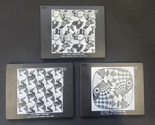 Three M.C. Escher Slide Tile Puzzles: Eight Heads, E 128, Fishes And Scales Lot!