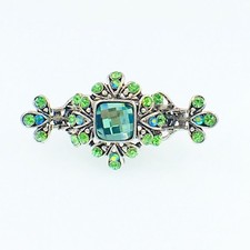 USA Vintage Hair Claw Clip Jaw Hairpin use SWAROVSKI Crystal Elegant Green 3-7