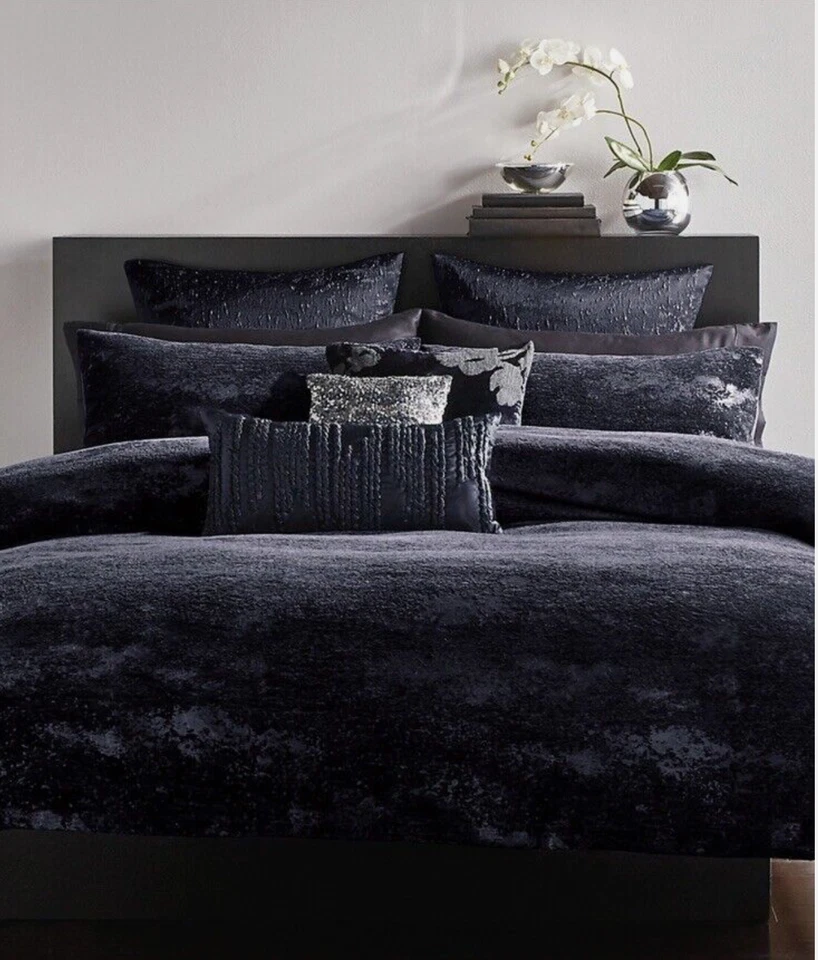 Домашний сапфировый и серебристый металлический пододеяльник Donna Karan + 2 стандартных наволочки. Новый! - Изображение 3 из 4