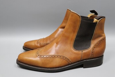 BERWICK Brown Leather Chelsea Lace Boots Mens Size  41.5 / US 8.5