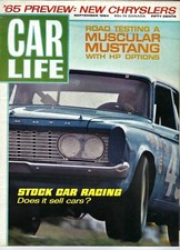 1965 Ford Mustang 289/271, Dodge Plymouth Chrysler in vintage Car Life magazine