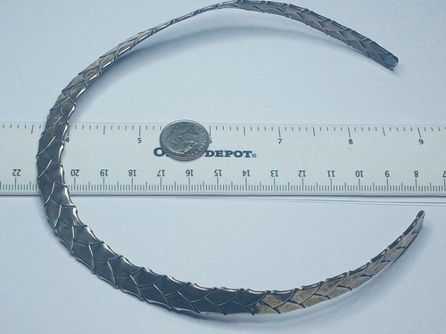 VINTAGE OXIDIZED 925, GUM WRAPPER CHAIN COLLAR NECKLACE 10MM X 13", 41.5 GRAMS - Picture 2 of 5