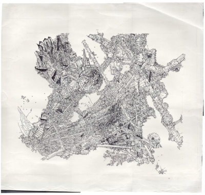 ''MJV053'' Large Scale Molecular Study - Original Black Ink Drawing 20''x21'' - 2017