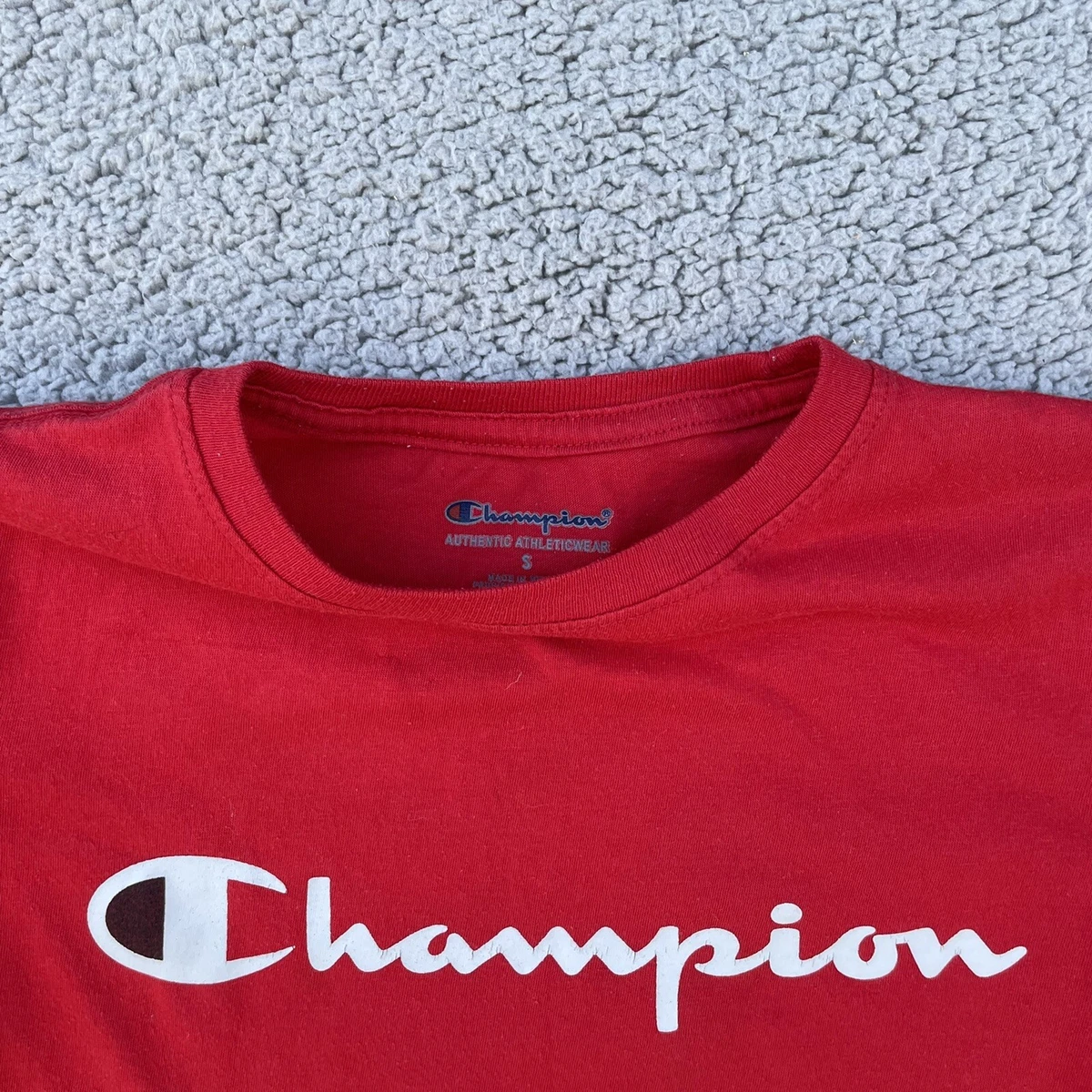boys red champion shirt