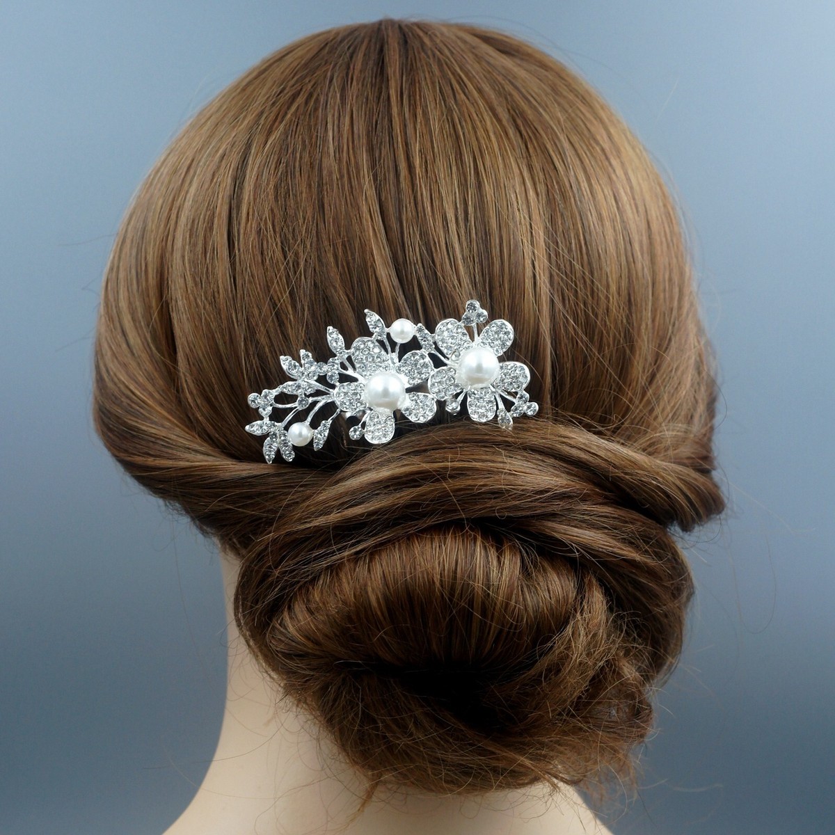 Floral Wedding Hair Comb Pearl Clear Crystal Headpiece  display picture 3