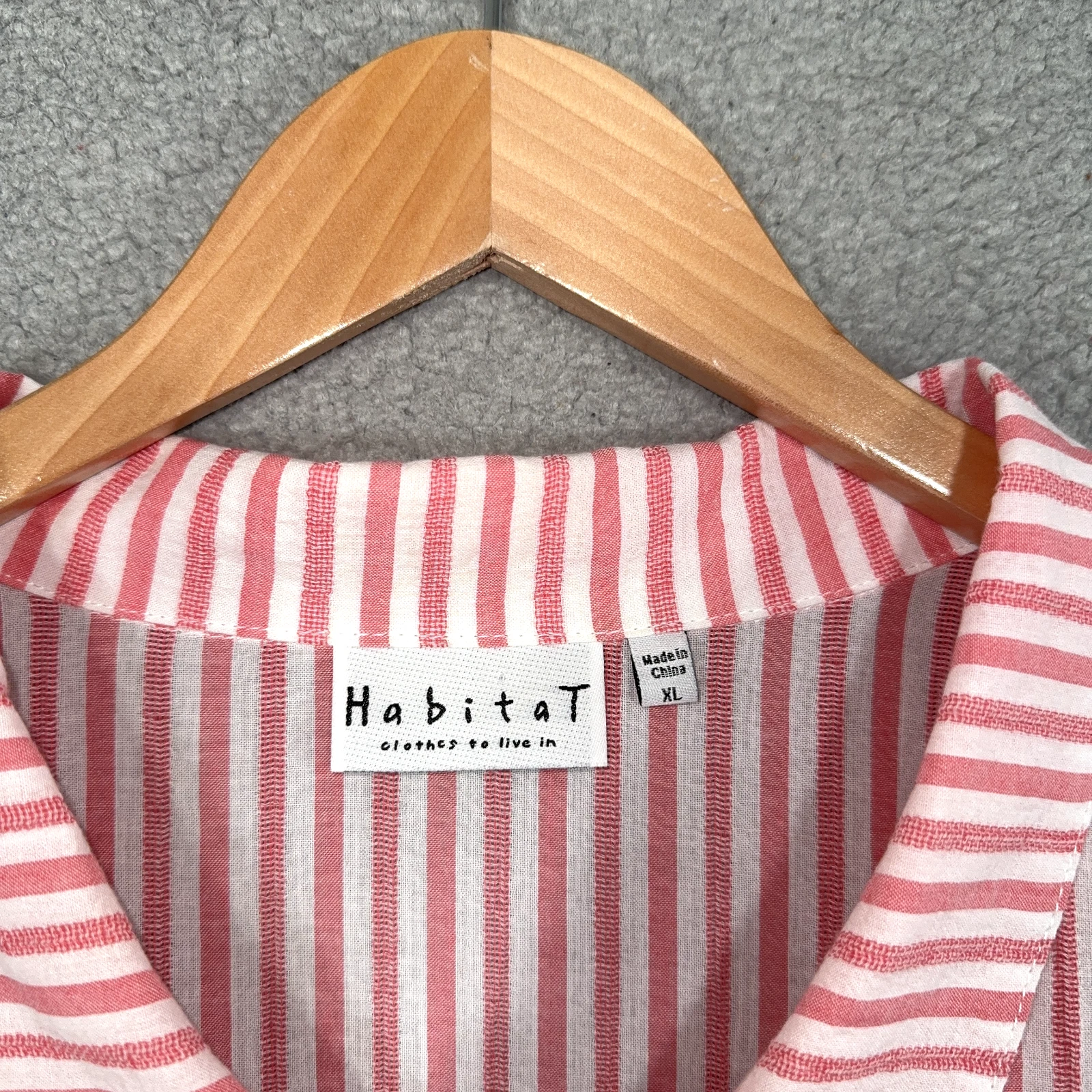 habitat flowy lagenlook button strip shirt