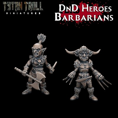 Goblin Berserker Miniatur Set Goblin Barbaren Figur für TTRPG's wie D&D 5e