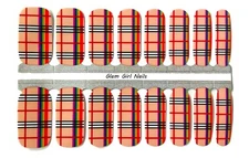 Rainbow Plaid Nail Polish Strips / Nail Wraps / Nail Stickers