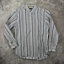 Vtg Tommy Hilfiger 80's 2-Ply Button Up Shirt Men's M Long Sleeve Striped