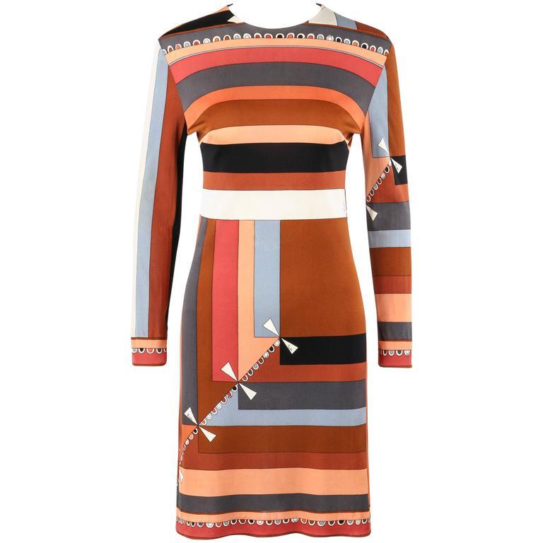 pucci brown dress Pucci - Marmo Print Long Dress with Halter Neck - Size: 44 - Black Gold
