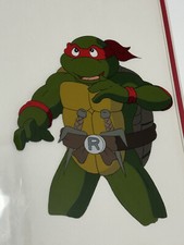 Original 1980s Ninja Turtles Hand Painted Animation Production Art Cel Raphael