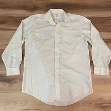 Brooks Brothers Shirt Mens 16 - 33 Madison Fit Light Green Plaid Button Up