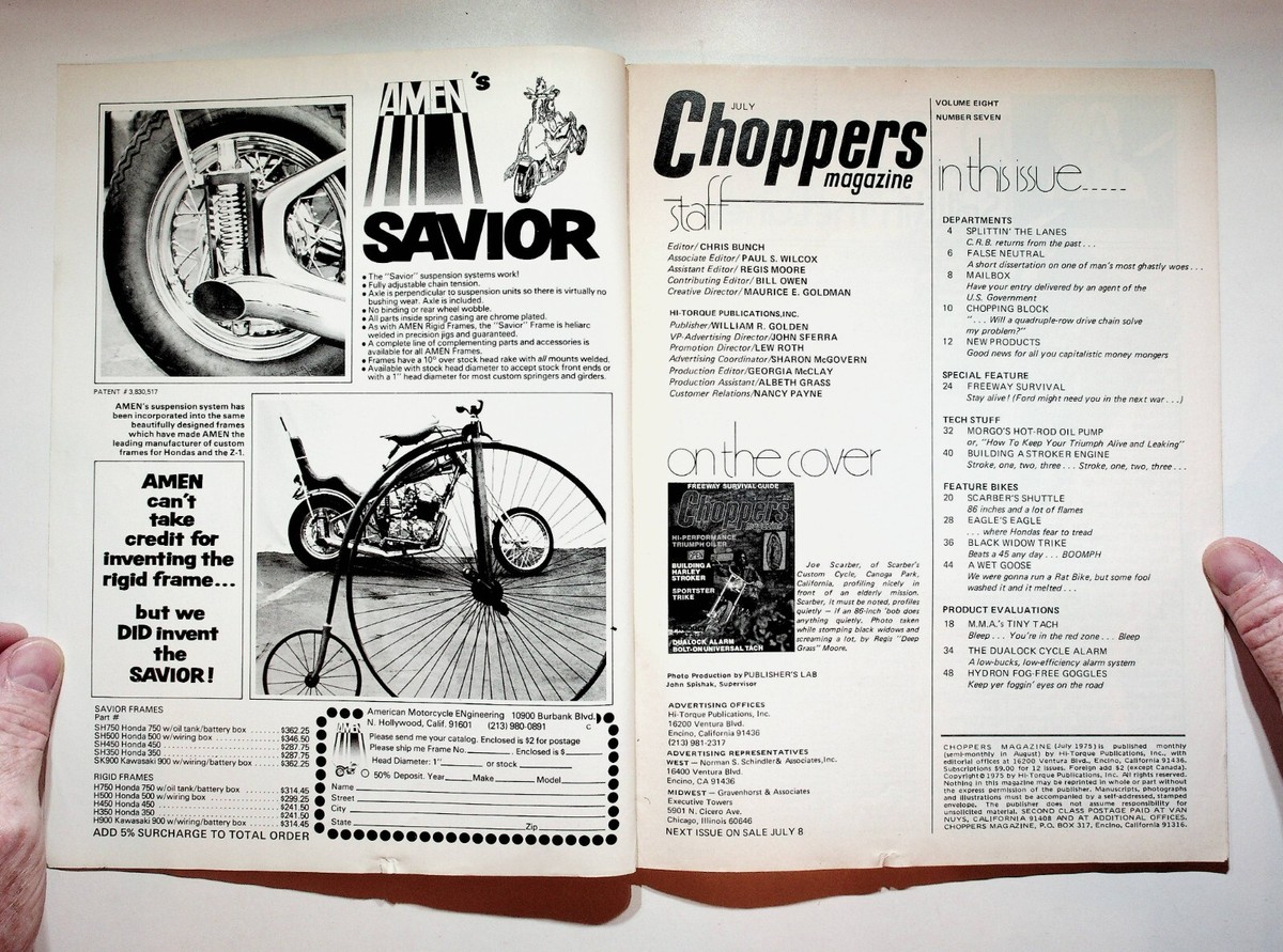 R 1975 July Choppers Motorcycle Magazine Scarber's Custom