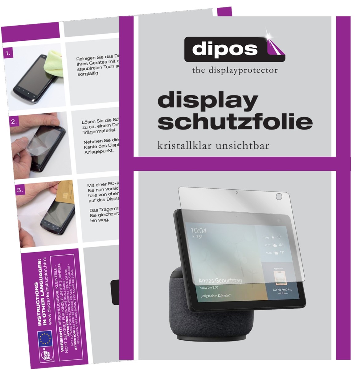 Dipos Pellicola Protettiva In Vetro Flessibile Per Echo Show 10 (3a Gen.) - Durezza 9H, Anti-urto, Made In Germany, 10 Anni Di Garanzia - 5