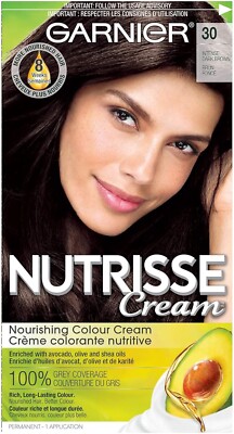 GARNIER Nutrisse Cream, Permanent Hair Colour 30 Intense Dark Brown with Avocado