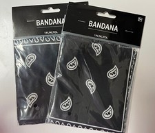 2 Pack Bandanas 20" x 20" Black US Seller