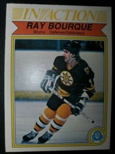 Ray Bourque Boston Bruins In Action O-Pee-Chee 1982-83 OPC Hockey Card #24 NM c