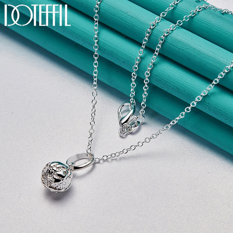 DOTEFFIL 925 Sterling Silver 18-30 Inch Chain Ball Pendant