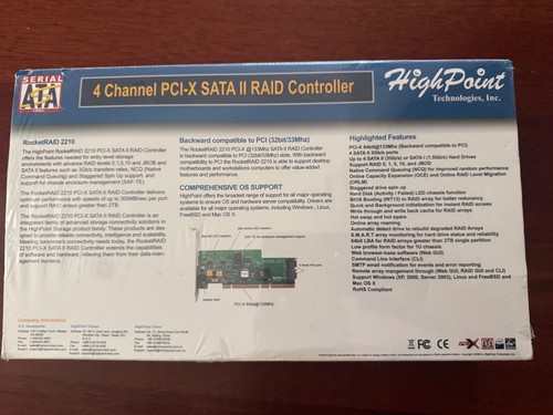 Highpoint RocketRAID 2210 4-Channel PCI-X SATA 3Gb/s RAID Controller - Picture 2 of 5