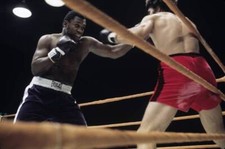 Joe Frazier in action vs Terry Daniels during fight at River - 1972 Old Photo
