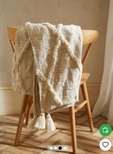 Next Home Natural Berber Throw With Tassels 120x150 Brand New!