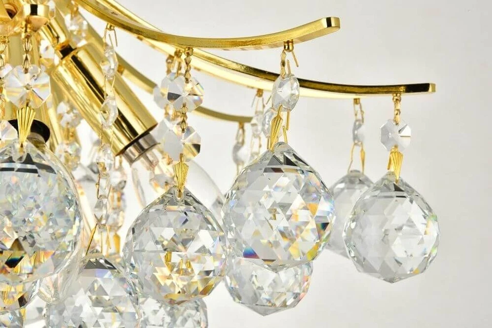 Elegante Iluminación V8000D16G Toureg 6 Luces 16" Oro Araña Corte Real Cristales Foto 2 de 4