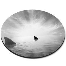 Image of Round Mouse Mat (bw) - Shark Fins Sharks Ocean Predator Sea #43508