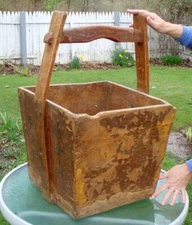 ANCIENT PRIMITIVE ANTIQUE CHINESE WOODEN BUCKET BASKET BOX ASIAN ANTIQUES RUSTIC