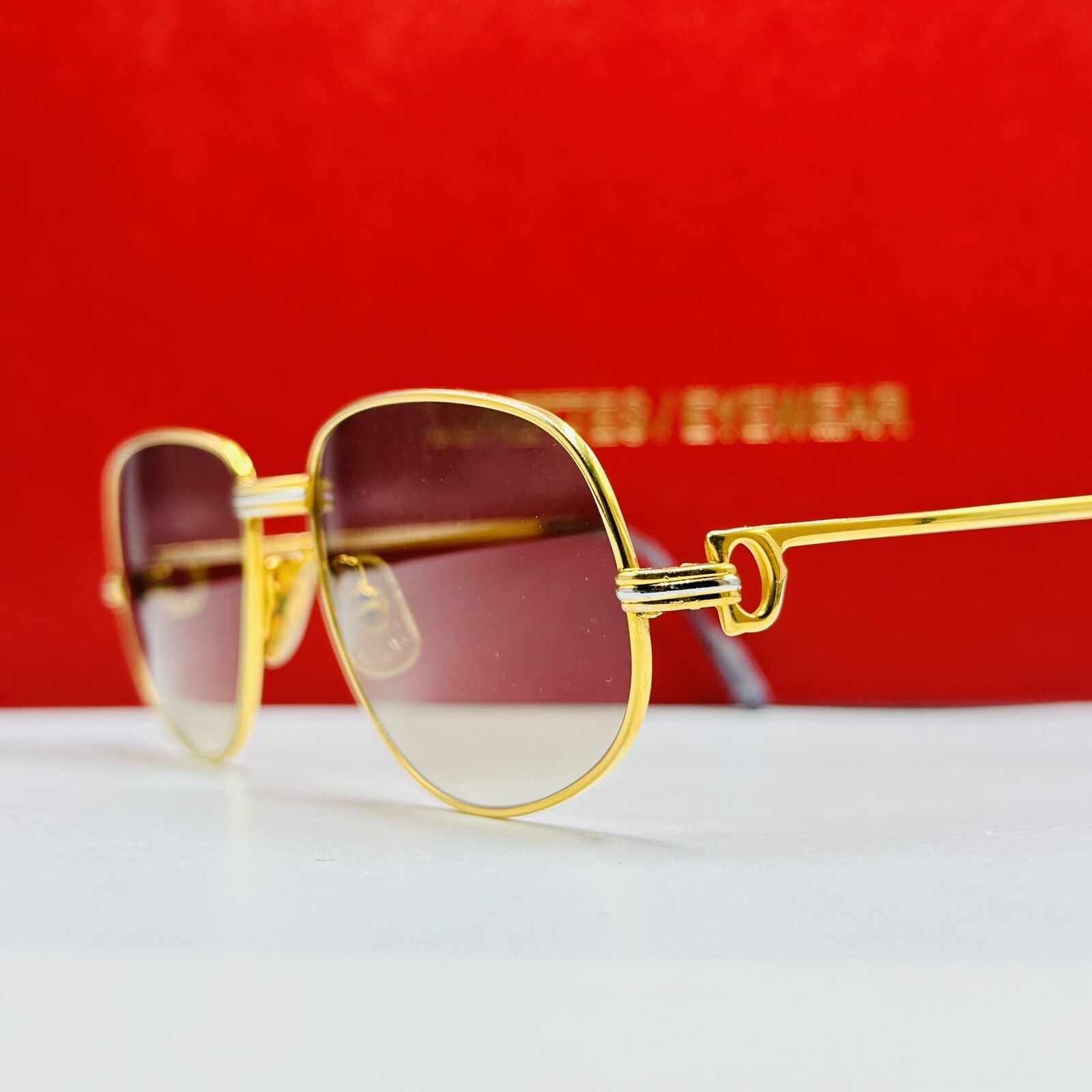 Cartier Sunglasses Men's Women's Oval Gold Model Romance 56/18 Top eBay