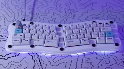 Custom Ergonomic Keyboard, Lubed Cherry Yellow, Doubshot PBT Keycaps!