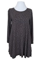 Boden SZ US 6R Gray Animal Print L/S A-Line Mini Dress