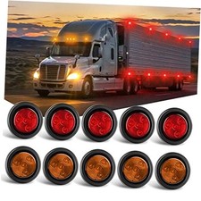 10 PCS Round Side Marker Clearance Light 4 LED Flush Red  Amber 10Pcs 4LED