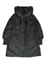 Tahari Women’s Down Parka Jacket Size Medium Black Double Zip Long Coat