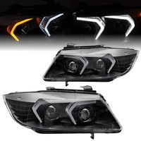 LED Angel Eyes Scheinwerfer Set 3D Schwarz FüR BMW E90/E91 03/2005-08/2008