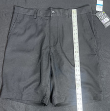 PGA GOLF Men's Black Chino Shorts Polyester Flat Front Pockets MPN PVBS60F30F