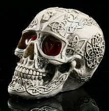 LED Light Eye Skull Evil Skeleton Head Resin Halloween Gift Party Decoration
