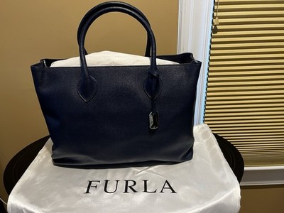 Furla Brand New Medium Navy Leather Handbag