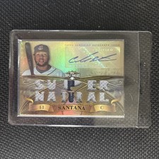 2013 Topps Triple Threads Autograph Relics Carlos Santana #TTAR-CS1 /9 (AU, MEM)