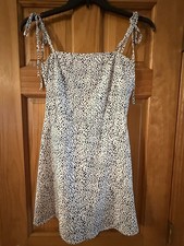 SHEIN XS Silk. Sun Dress White Black Juniors Women