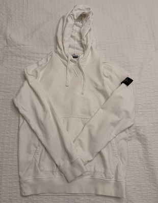 Stone Island White Pullover Hoodie Fleece Cotton Logo Pocket Men's Size XXL