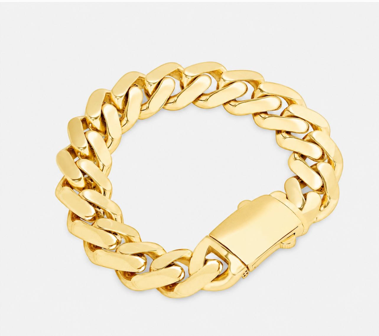 "10K Yellow Gold Miami Cuban Royal Monaco Chain 15mm Bracelet 9\" Inc Box Lock"