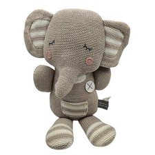 Theodore Elephant Living Textiles Knit Gray Plush Rattle Baby Toy Stuffed Animal