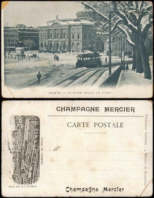 Geneva Genève LA PLACE NEUVE EN HIVER Château de Pékin Champanger 1906