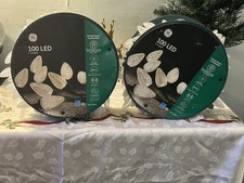 2 GE 100-count 66 Ft Energy Smart Warm White LED Diamond Cut C9 Christmas Lights