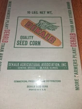 DEKALB QUALITY SEED CORN BURLAP  BAG 1930-40's DISPLAYED IN OAK  FRAMED 21X11.5