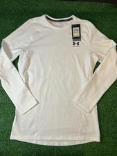 Under Armour COLDGEAR Fitted Long Sleeve Athletic Shirt White Size M 1366068.