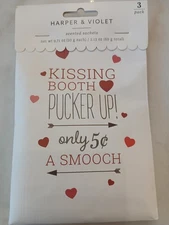 Harper & Violet Scented Sachet Kissing Booth Pucker Up 3pcks
